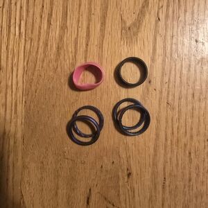Women's Pink and Black Silicone Ring Set